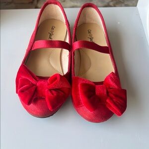 Cat & Jack Red Dress Shoes with Bow and Strap